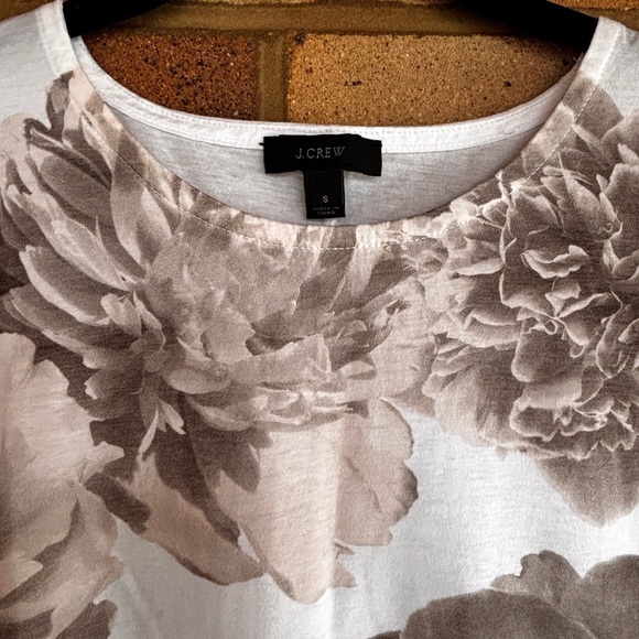J Crew Women’s Floral Print White and Brown Tissue TShirt 100% Cotton Small - Picture 5 of 8